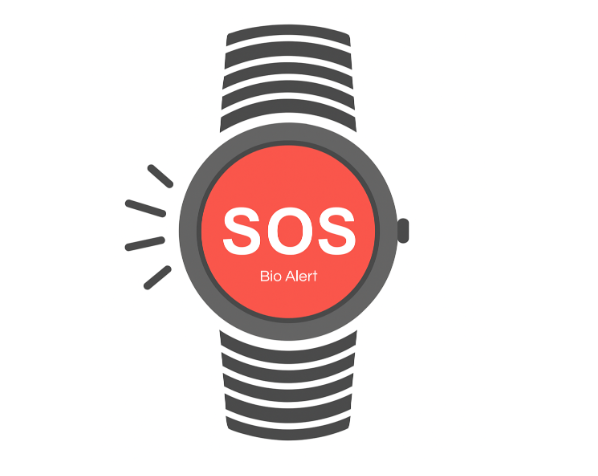 Ilustração da pulseira SOS do sistema Bio Alert